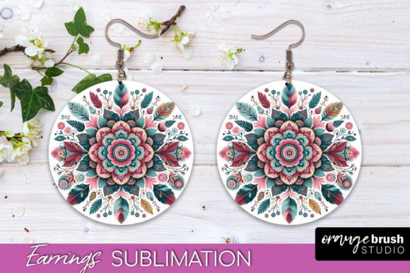Download Boho Mandala Round Earrings Sublimation - Premium Bundle