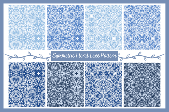 Download Symmetric Floral Blue Lace Digital Paper - Symmetric Collection