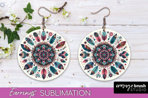 Download Boho Mandala Round Earrings Sublimation - Premium Resources